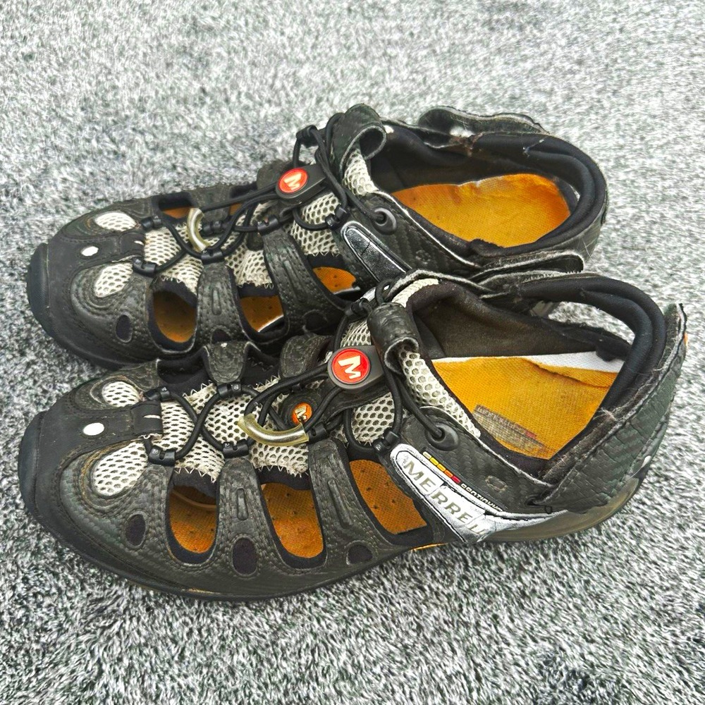 Merrell Continuum Mens 8.5 Black Hiking Water Sandals Vibram Closed Toe Outdoor